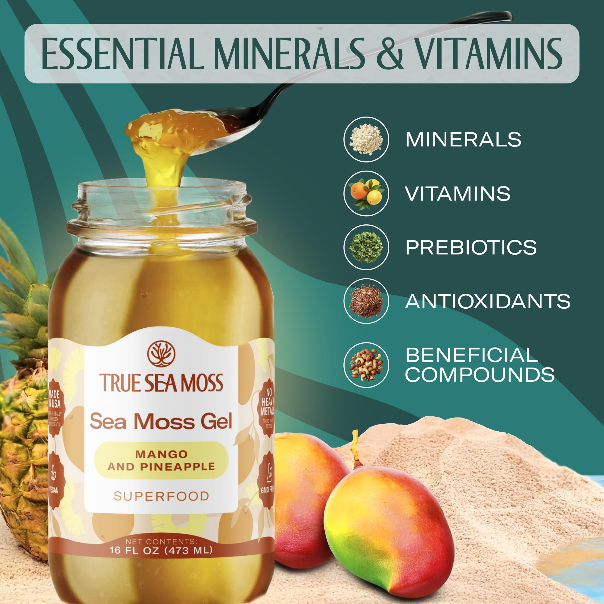 TrueSeaMoss sea moss gel pour in a glass for beverages