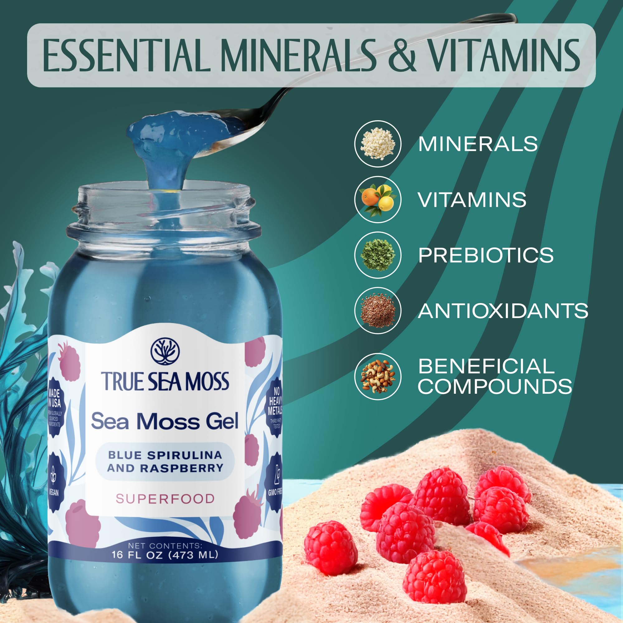 TrueSeaMoss gel stores in the fridge, maintaining freshness after opening.