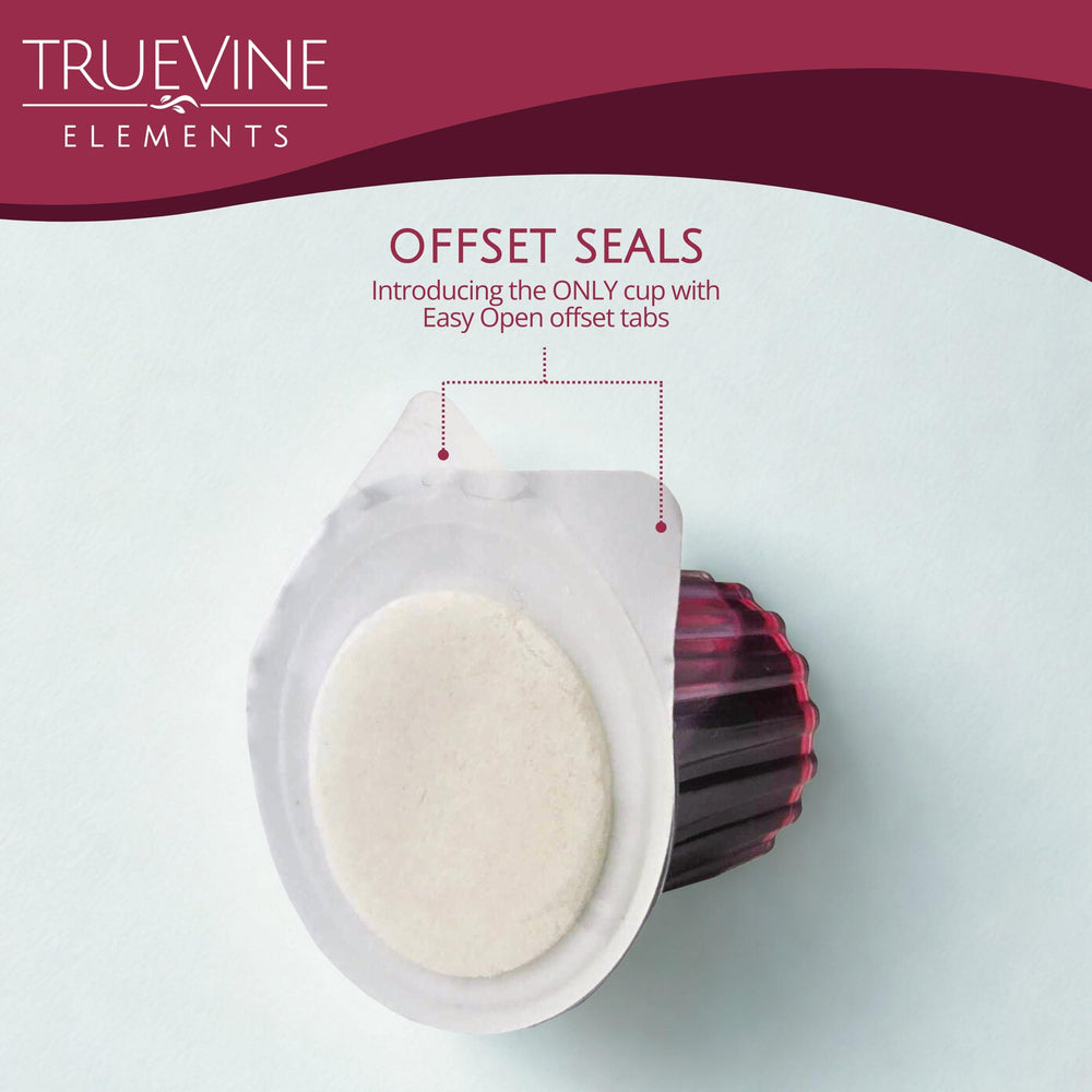 TrueVine Elements Cup offset tabs, enabling quiet, respectful opening during services.