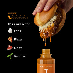 TRUFF Buffalo Sauce drizzle on mac and cheese to elevate comfort meals.