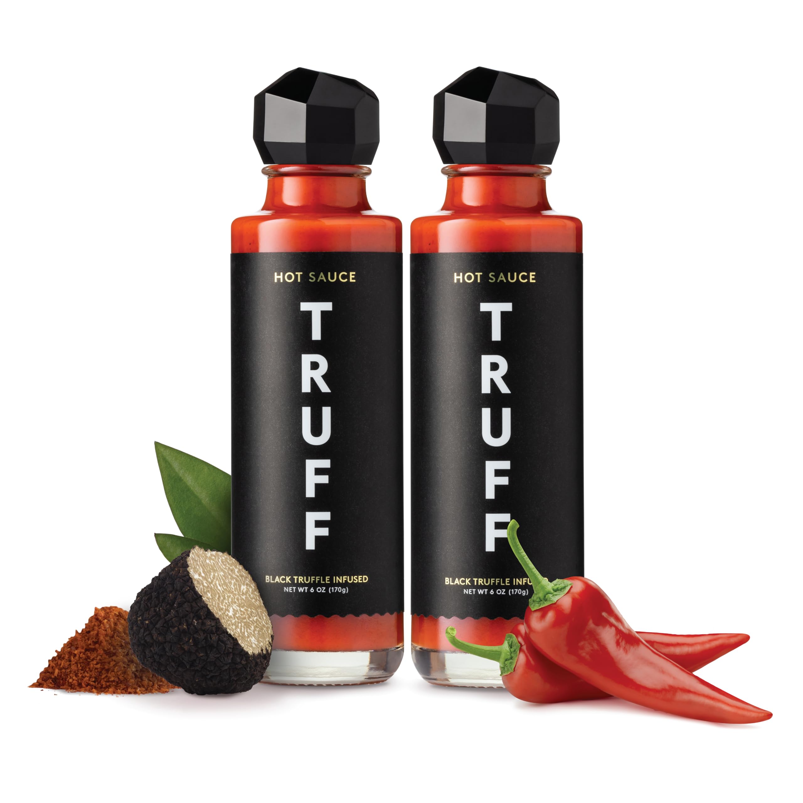 TRUFF hot sauce bottle front view enhances meals with gourmet appeal.