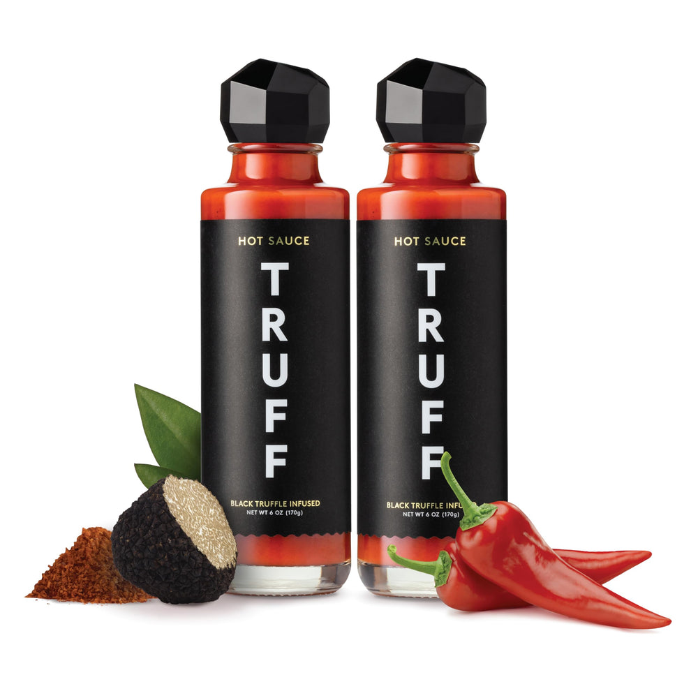 TRUFF hot sauce bottle front view enhances meals with gourmet appeal.
