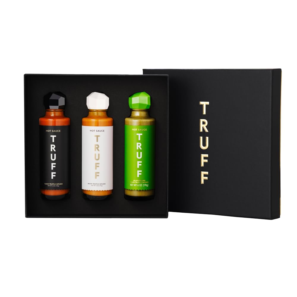 TRUFF Original hot sauce bottle pour enhances grilled meats with premium flavor