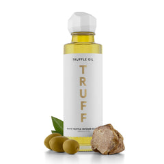 TRUFF White Truffle Oil bottle shows premium finishing flavor.