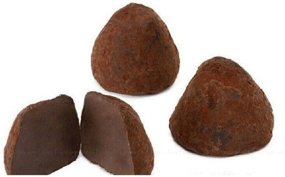 Imported French truffles label emphasizing authentic, premium experience.