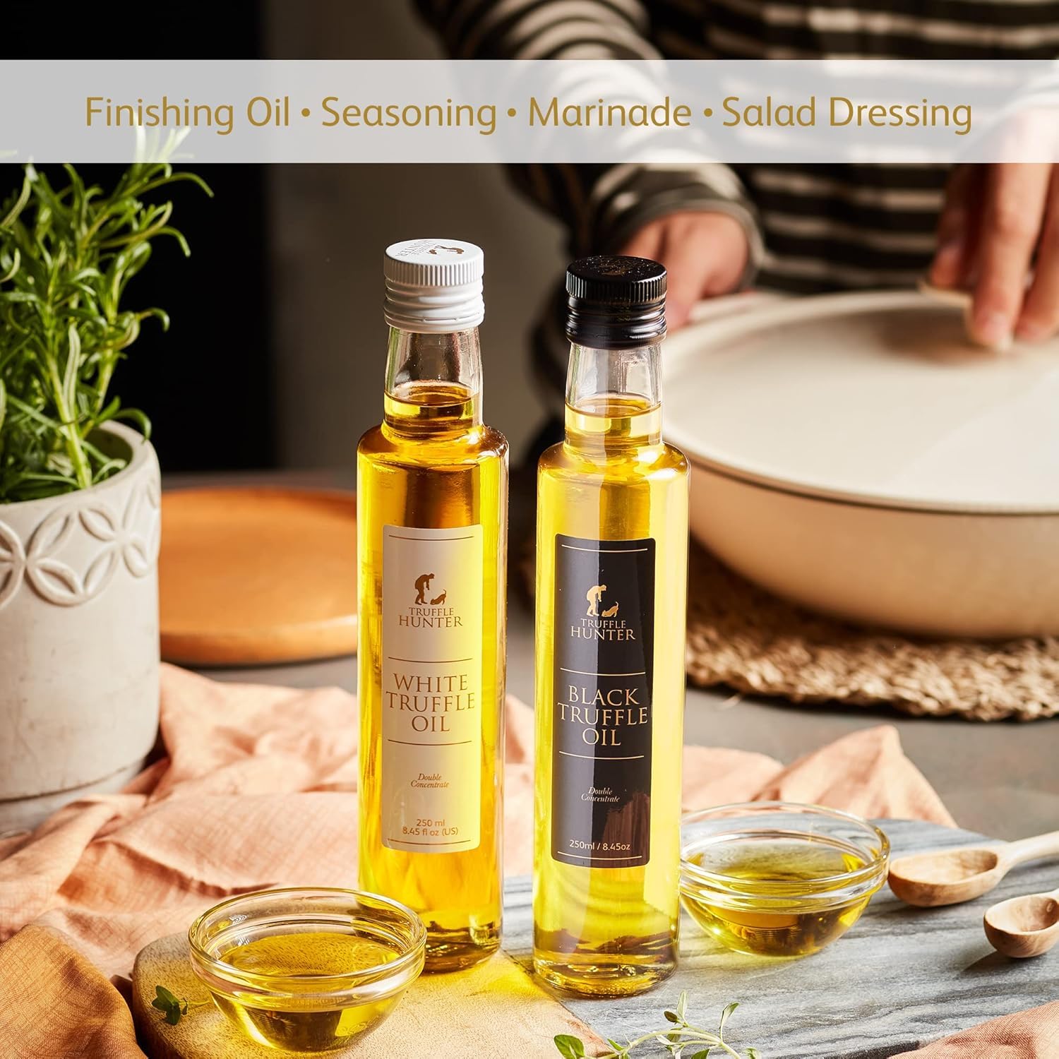TruffleHunter kitchen setup with oil bottle for gourmet cooking