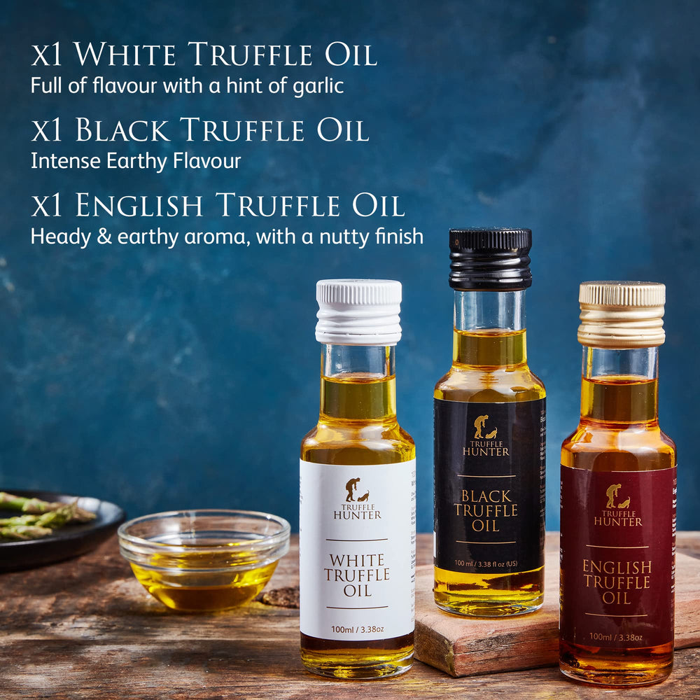 TruffleHunter white truffle oil bottle adds garlicky aroma to pasta