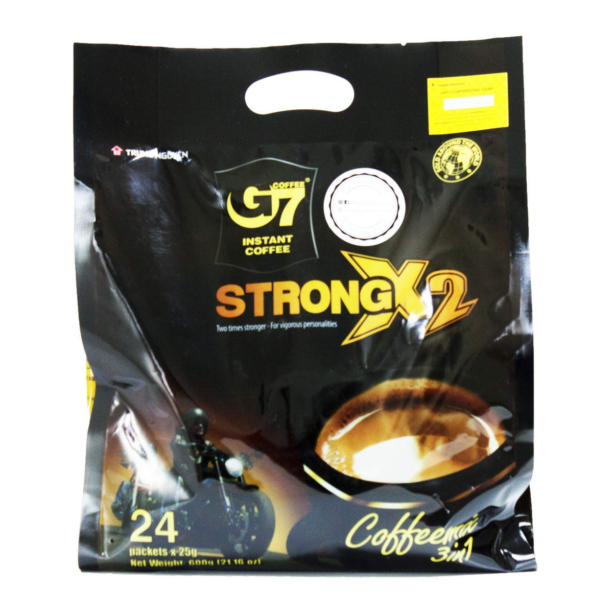 Trung Nguyen G7 Strong X2 3-in-1 coffee packets ready for quick use