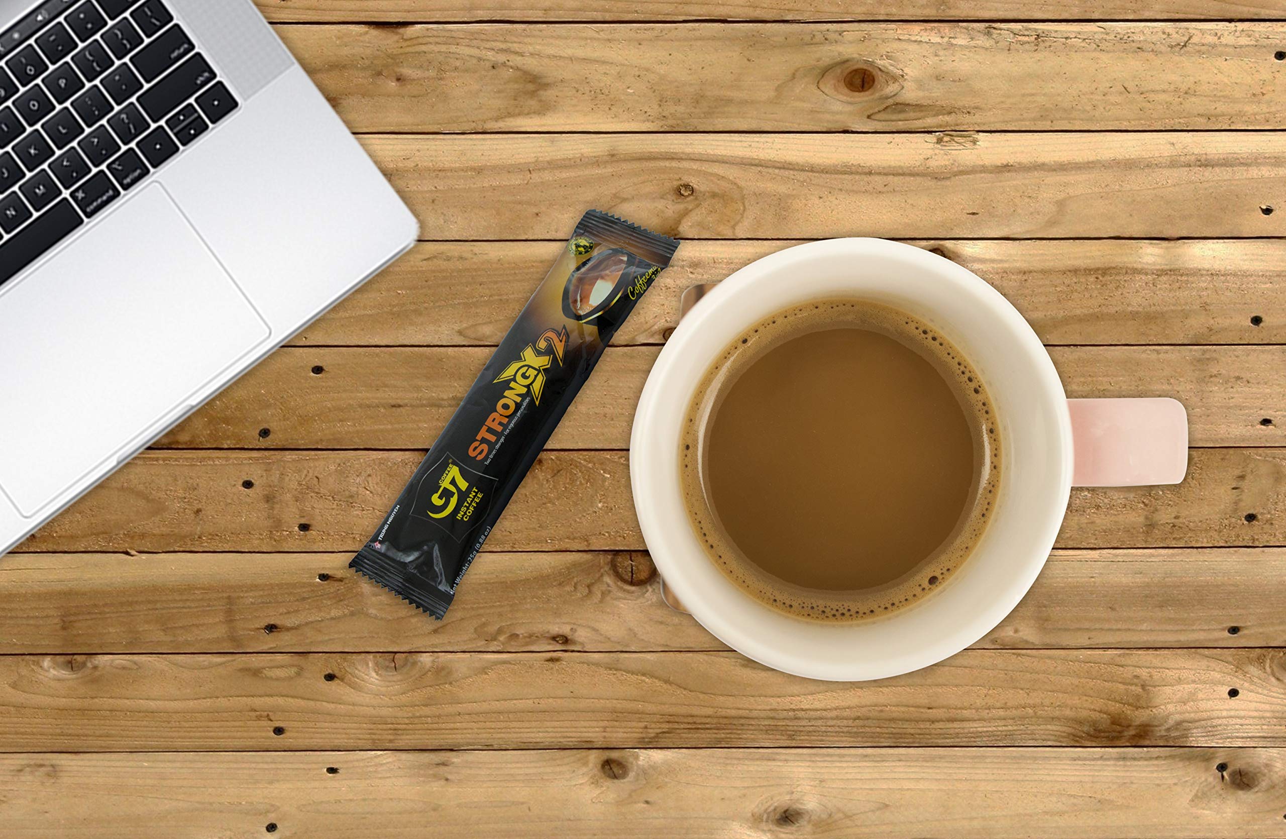 Hot steam rises from a freshly brewed Trung Nguyen G7 Strong X2 cup
