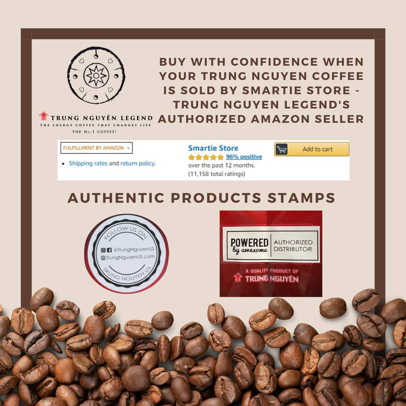Trung Nguyen Gourmet Blend roast closeup—rich beans roasted for a bold cup.