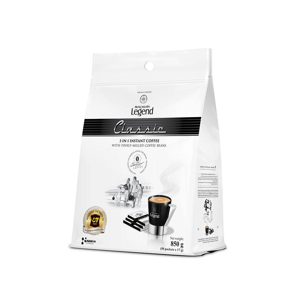 TRUNG NGUYEN LEGEND Classic instant coffee powder ready in seconds for a focused start.