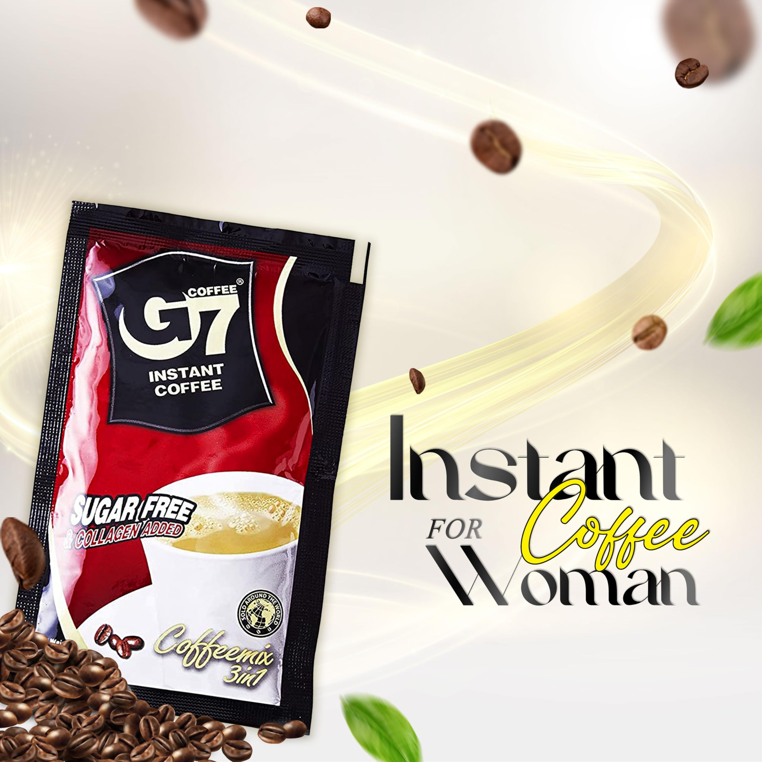 G7 3-in-1 stick dissolving in hot water releasing rich aroma