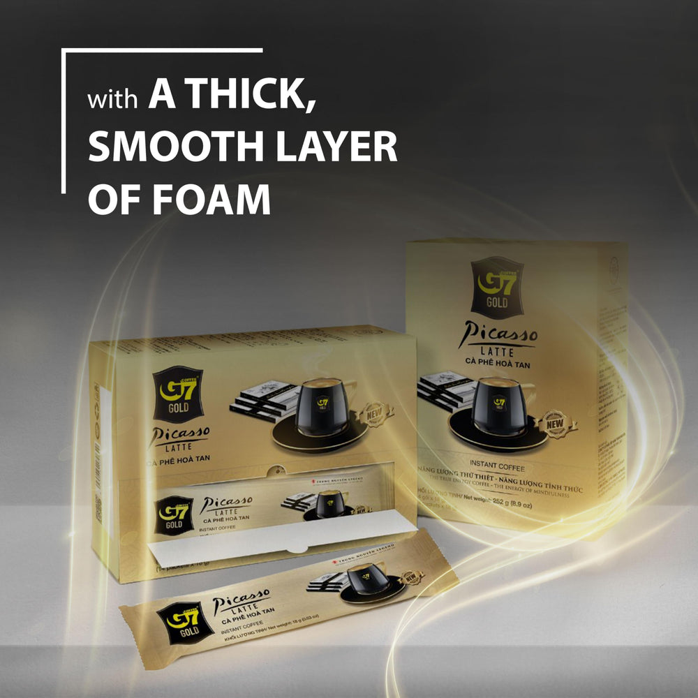 G7 Gold Picasso Latte emits a rich aroma and creamy flavor.