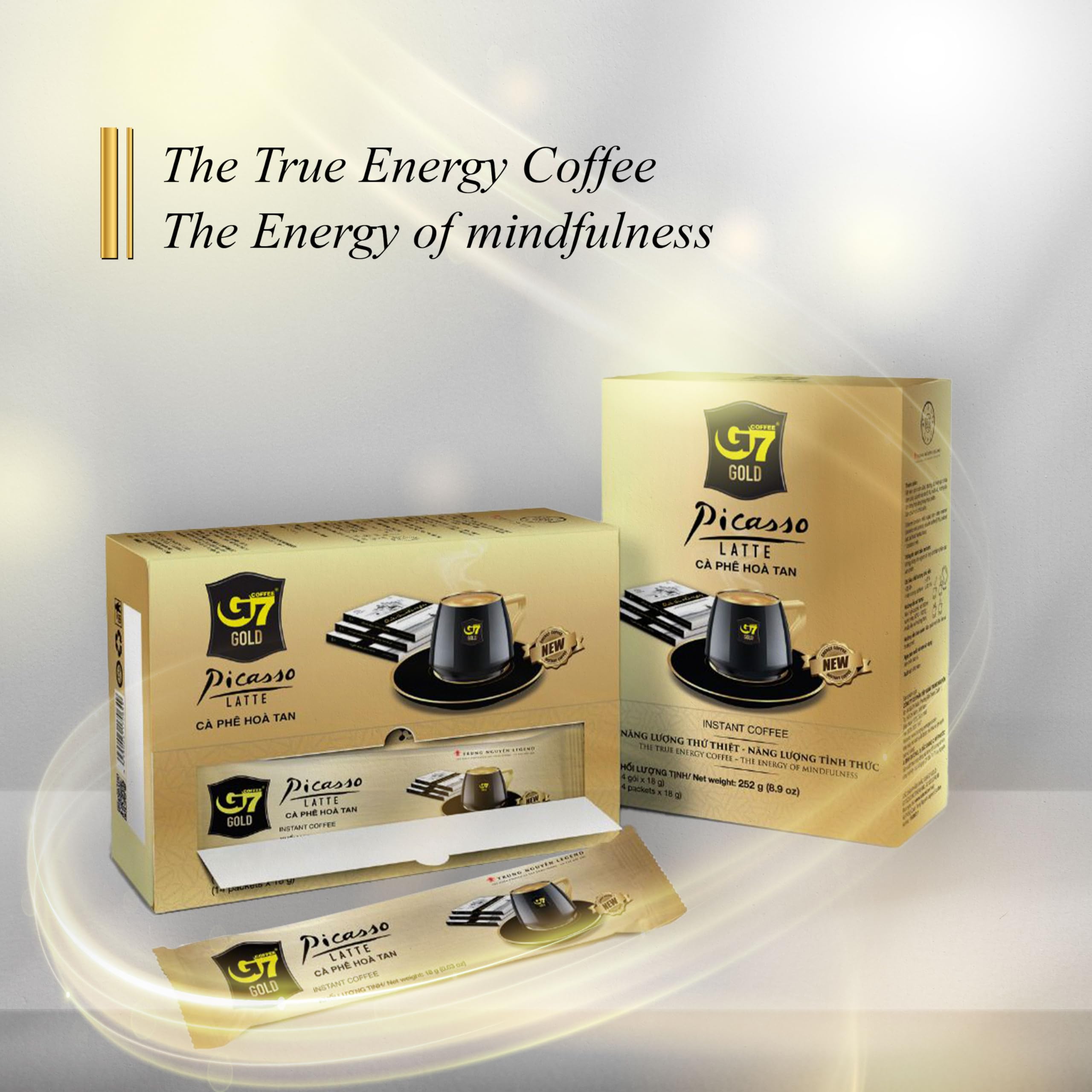 Box of 14 G7 Gold Picasso Latte sticks ready to enjoy.