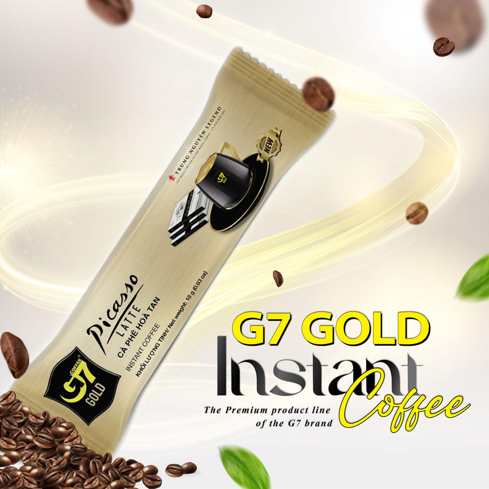 Creamy latte with foamy crema from G7 Gold Picasso Latte.
