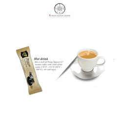 A cup being prepared with G7 Gold Picasso Latte for a smooth, creamy boost.