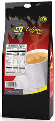 G7 instant coffee stick dissolving quickly in hot water for a fast cup.