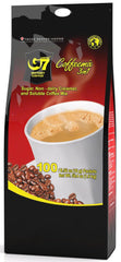 Trung Nguyen Legend G7 packaging with 100 sticks enhances travel convenience.