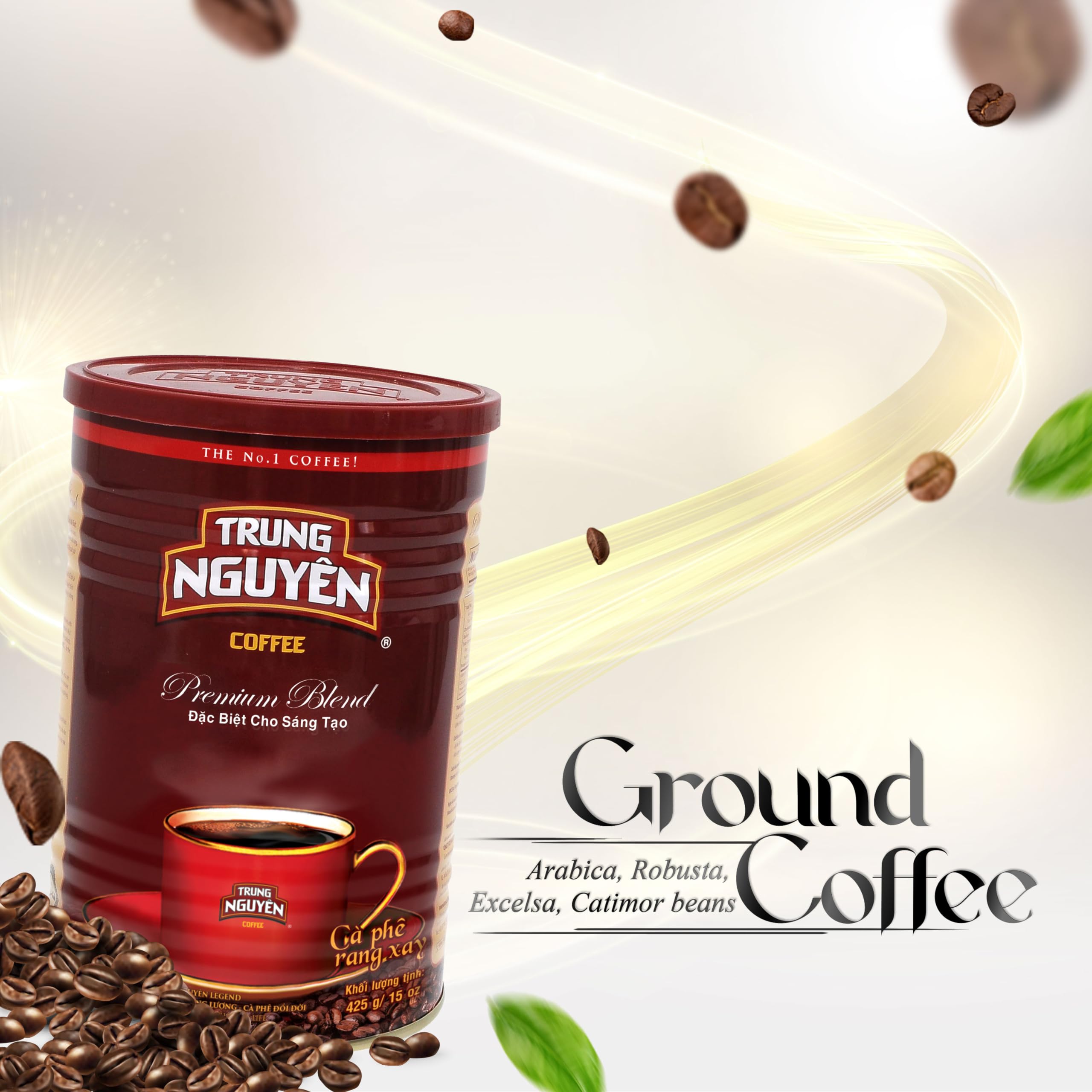 TRUNG NGUYEN LEGEND Premium Blend coffee beans ready for roasting and brewing.