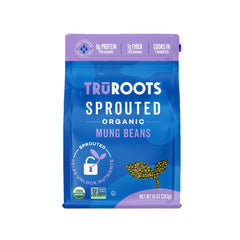 TruRoots Organic Sprouted Mung Beans 10oz package for protein-packed meals.
