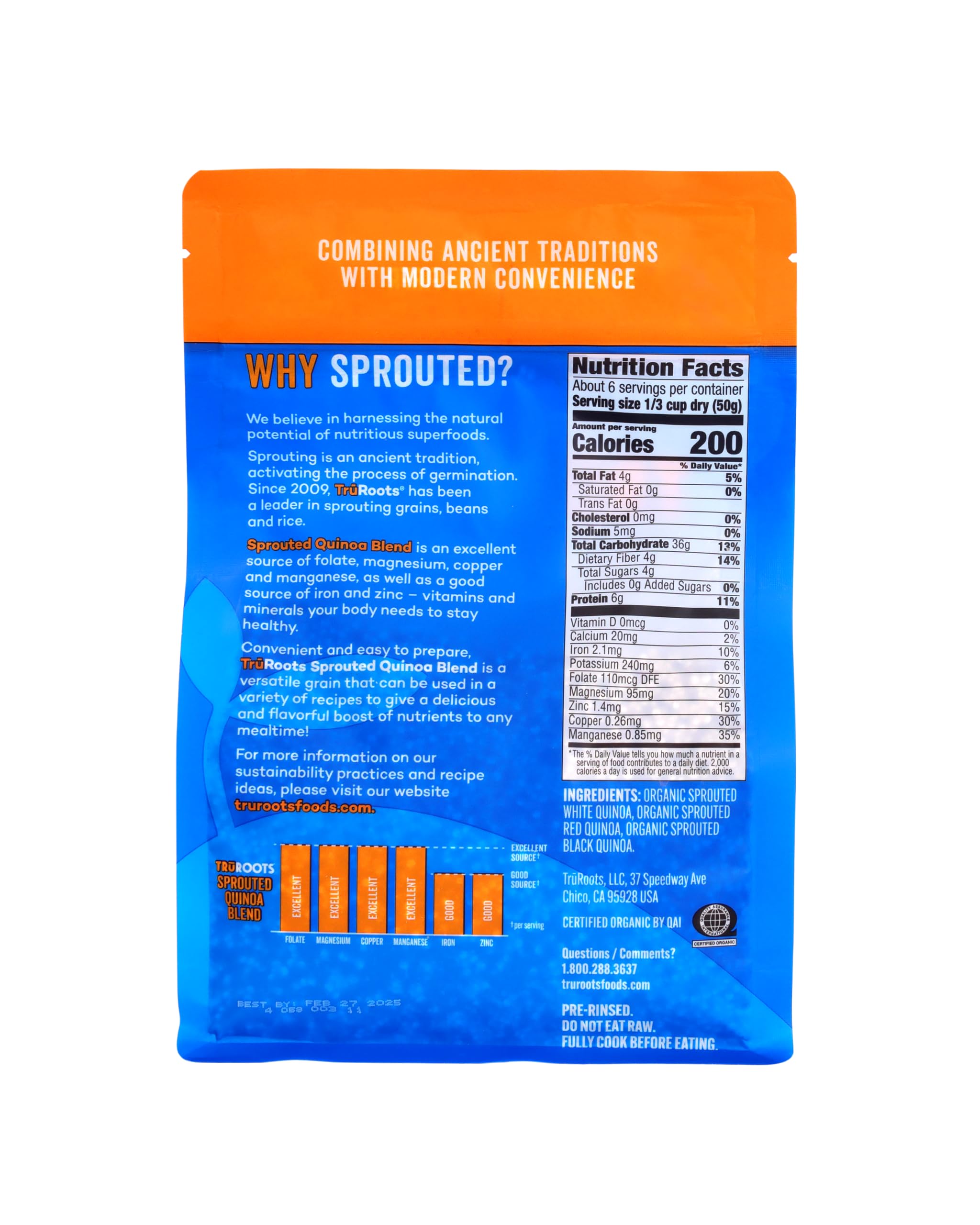 truRoots spouted quinoa blend bowl-serve highlights ready-to-eat wholesome grains.