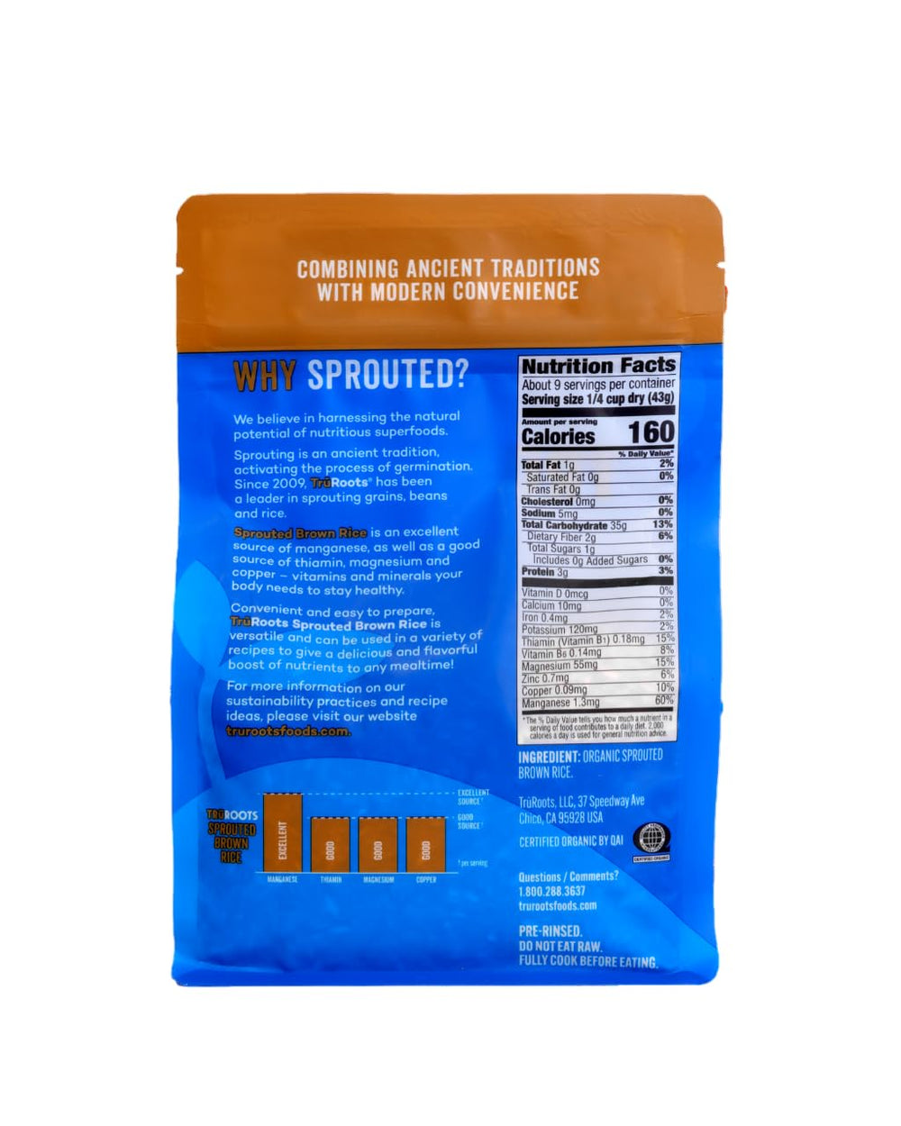 truRoots Sprouted Brown Rice cooking bowl shows fluffy, aromatic grains for meals.