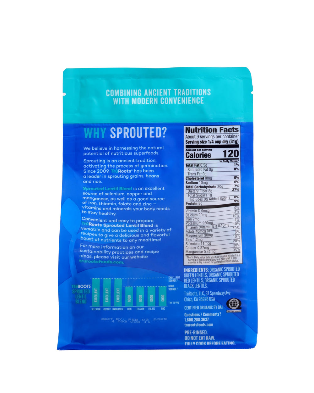 truRoots Sprouted Lentil Blend dish ready to serve, a hearty, fiber-rich meal.