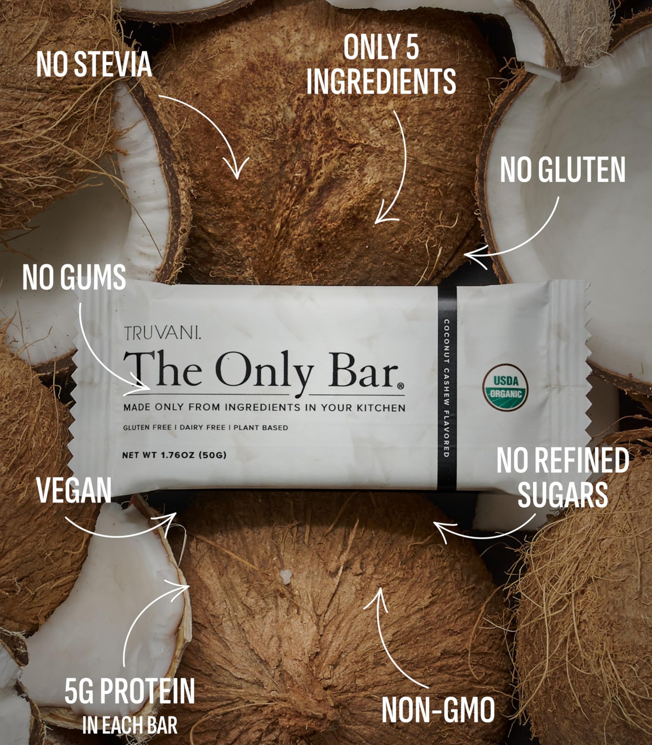 Truvani bar on the go packaging – grab-and-go nutrition for busy days.