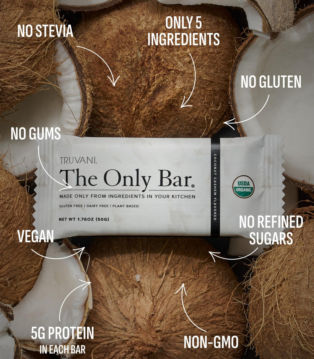 Truvani bar on the go packaging – grab-and-go nutrition for busy days.