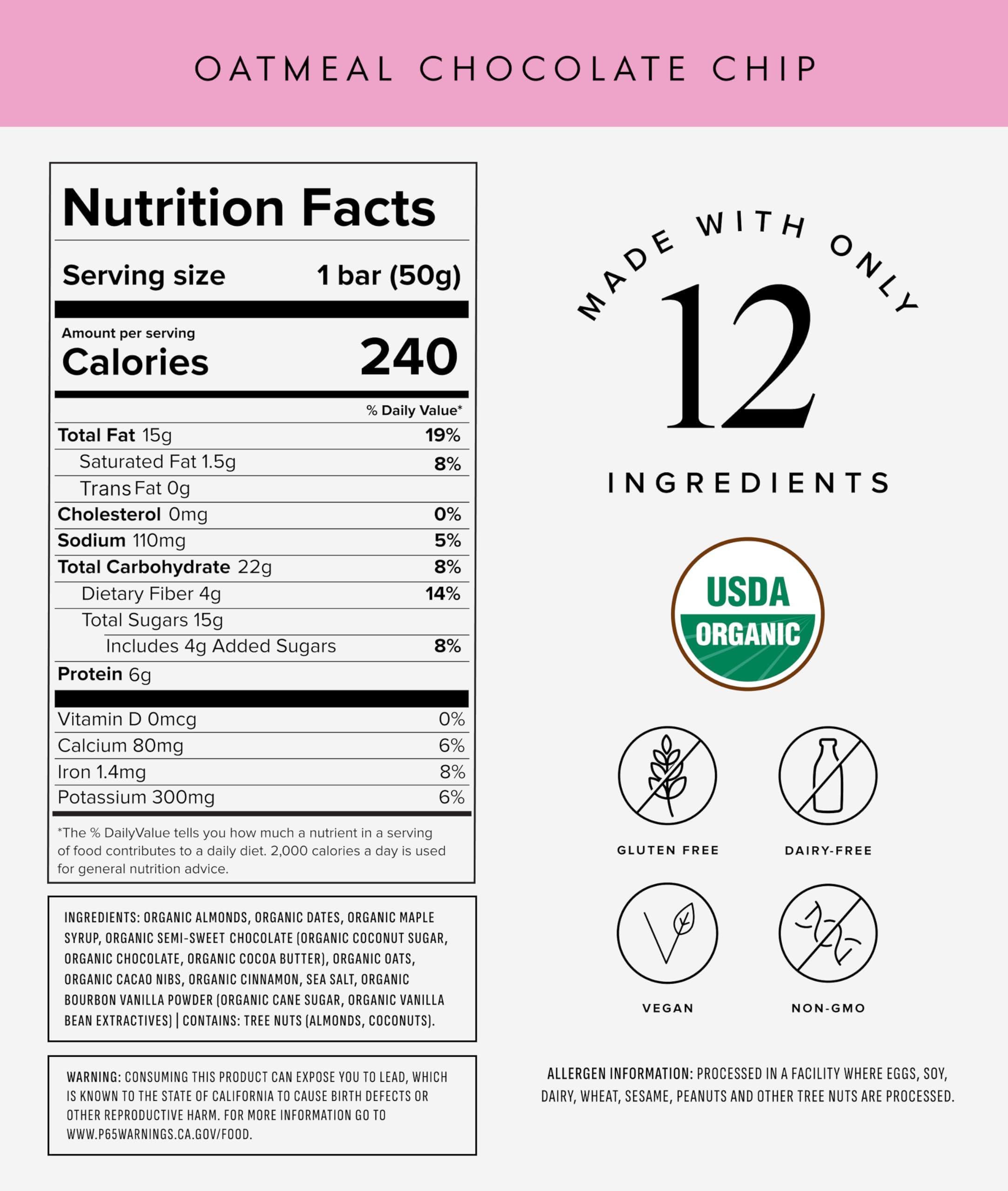Truvani bar with USDA Organic ingredients for clean, trusted nourishment.