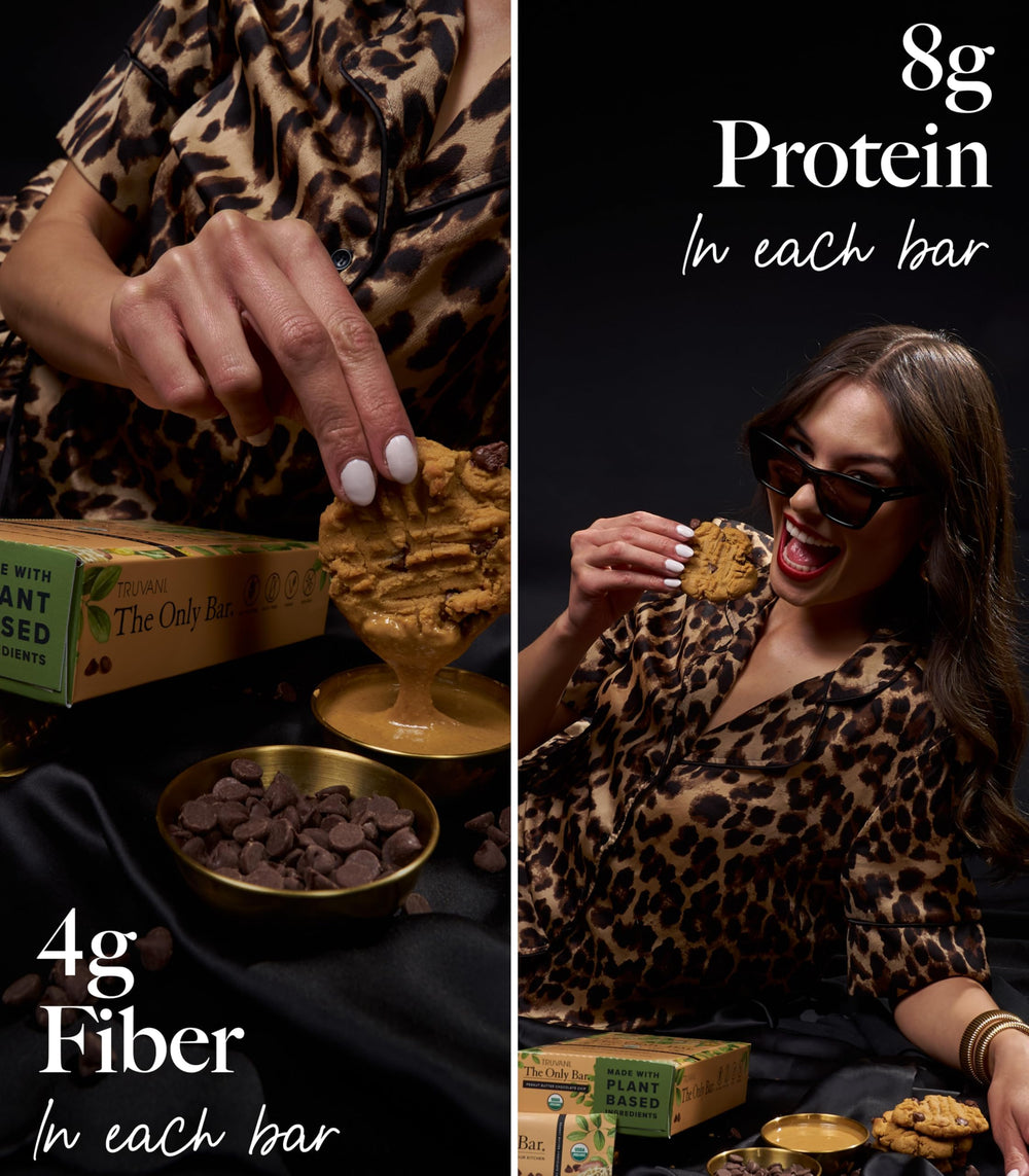 Truvani vegan dairy-free gluten-free bar held in hand for everyday energy