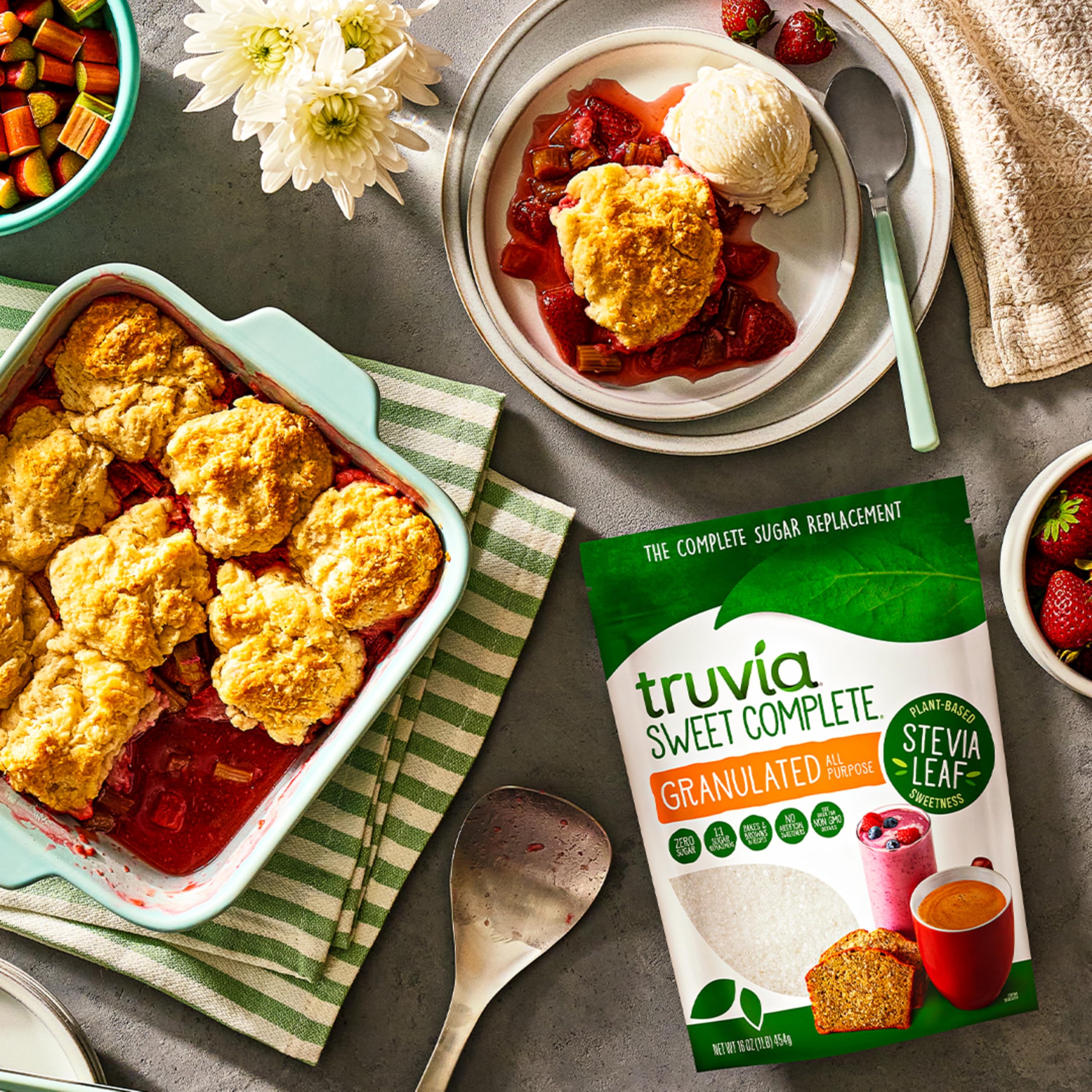 Truvia 16-ounce bag ready on pantry shelf