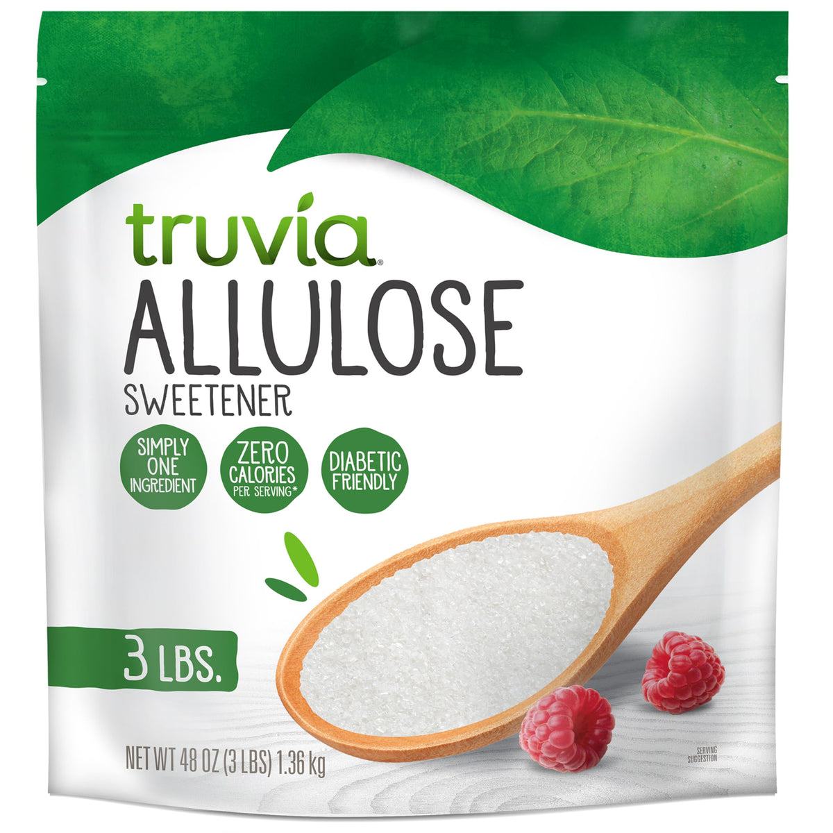 Truvia Allulose bag packaging emphasizes calorie-free sweetness for everyday use.