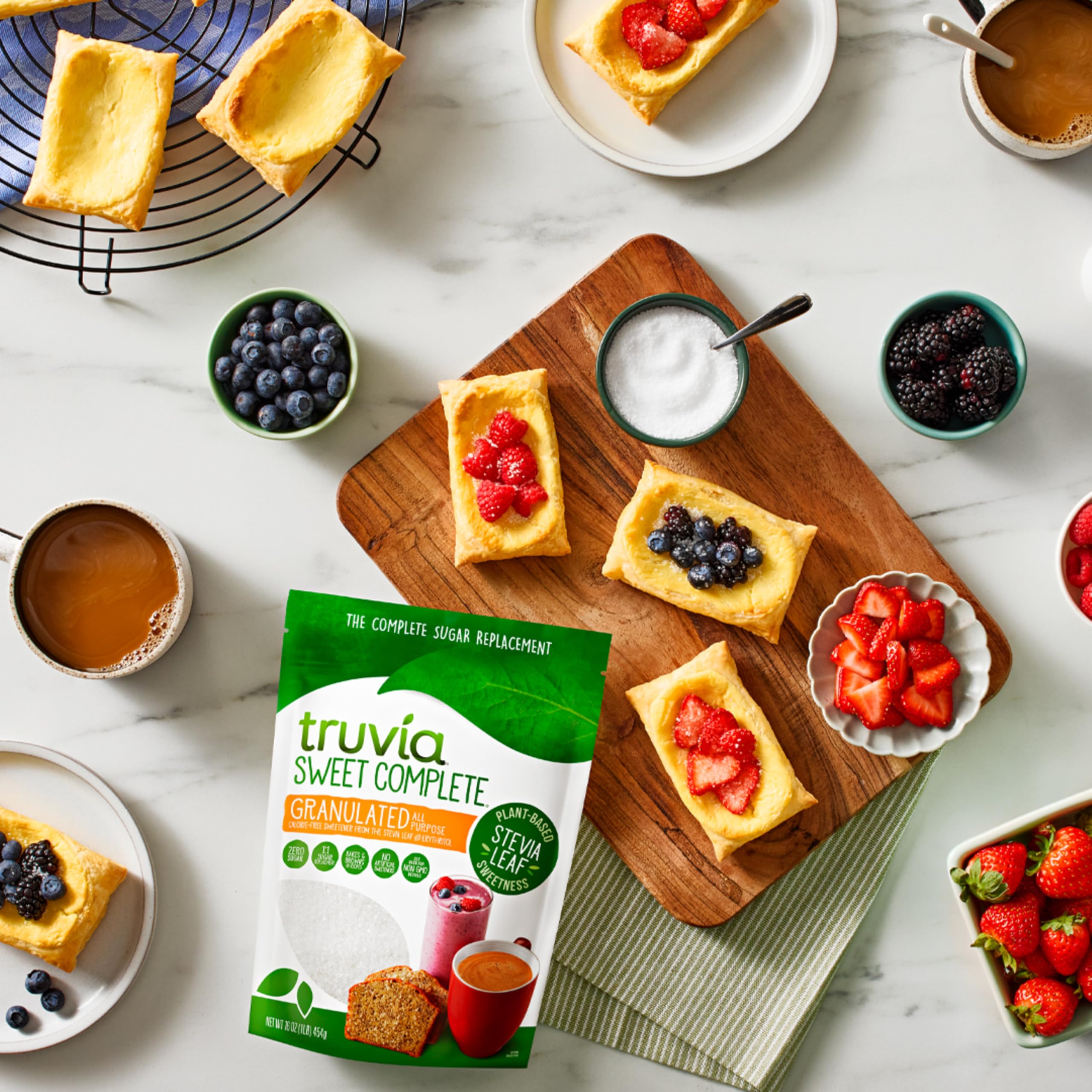 Truvia packaging highlights baking and browning in recipes