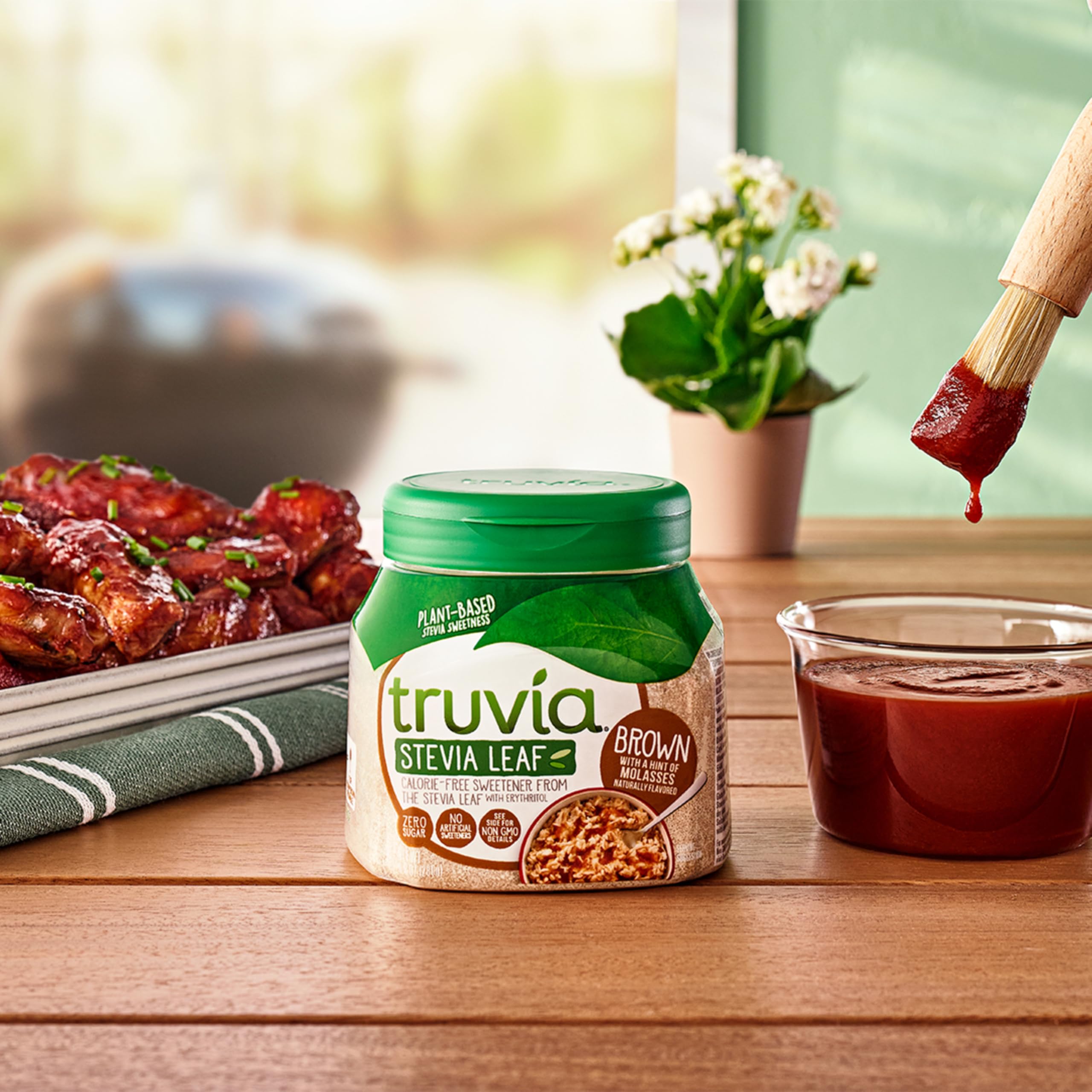Truvia coffee-stir-in-sweetener ready to blend into a low-sugar cup.