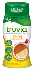 Truvia lemon liquid stevia bottle adds bright, calorie-free sweetness to drinks.