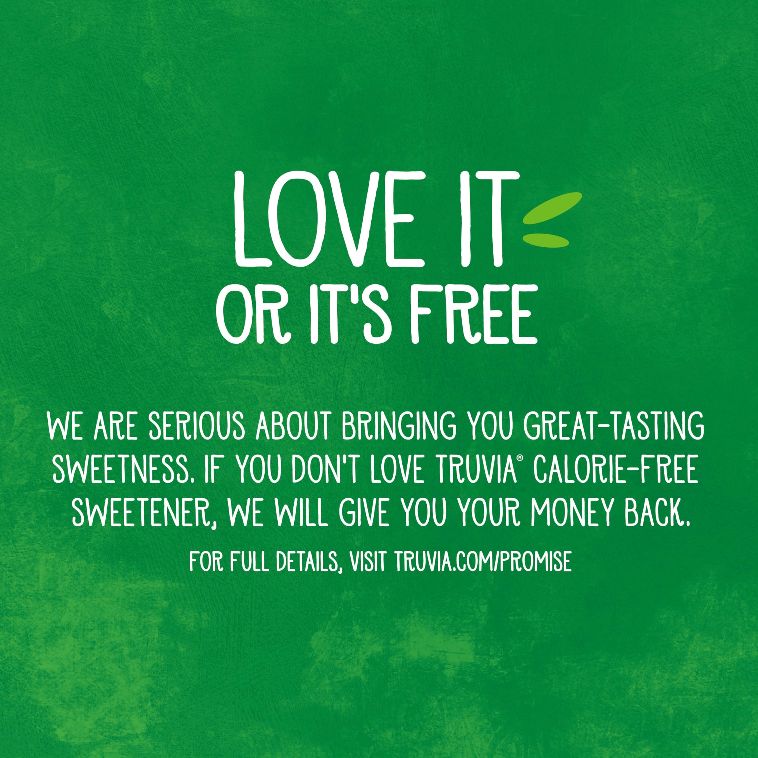 Truvia packets opened with a measuring scoop for precise sweetness.