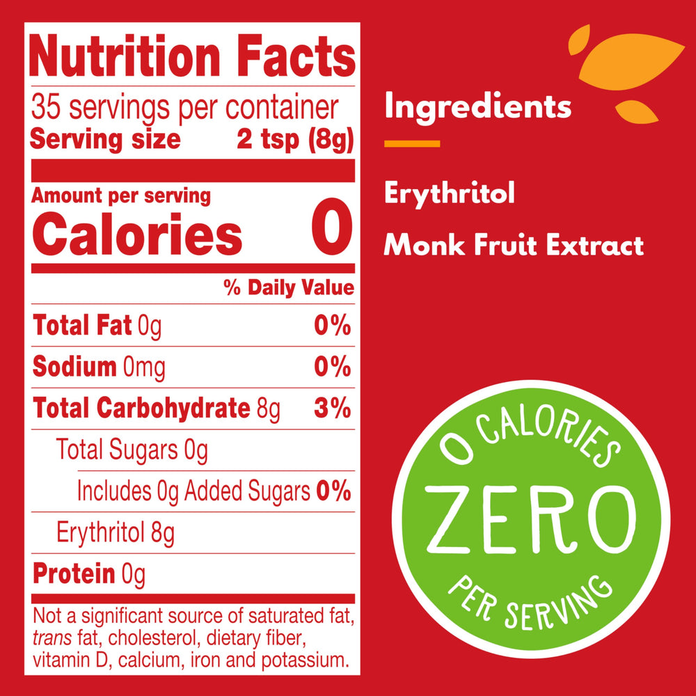 Truvia Monk Fruit Spoonable Jar on kitchen counter for convenient calorie-free sweetness