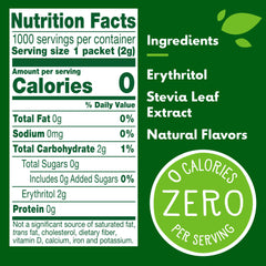 Single Truvia 0.07 oz packet for beverages.