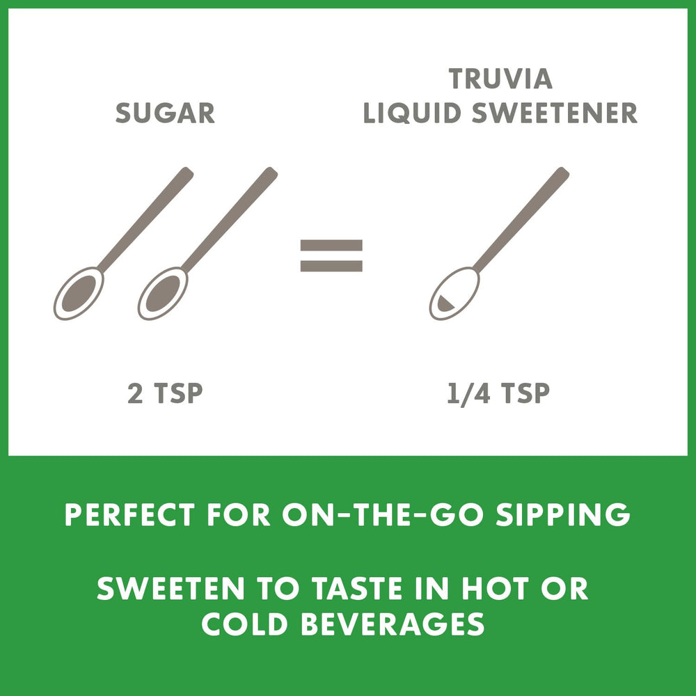 Non-GMO, gluten-free Truvia liquid sweetener suitable for sugar-free recipes.
