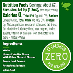 Truvia vanilla flavor label highlights natural sweetener ingredients