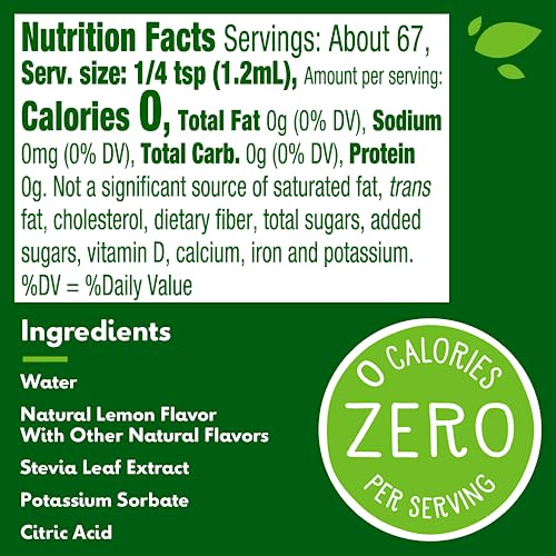 Pourable Truvia zero-calorie liquid sweetener for hot or cold beverages.