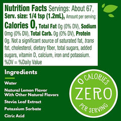 Pourable Truvia zero-calorie liquid sweetener for hot or cold beverages.