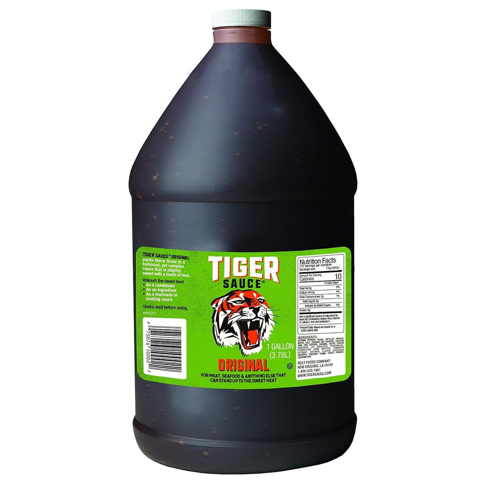 Try Me Tiger Sauce bottle front view, versatile for meats and sandwiches.