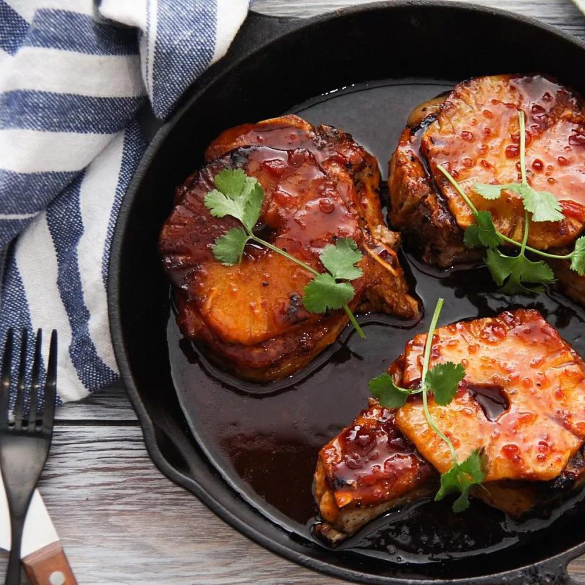 Pork roast brushed with tiger seasoning for a balanced finish.