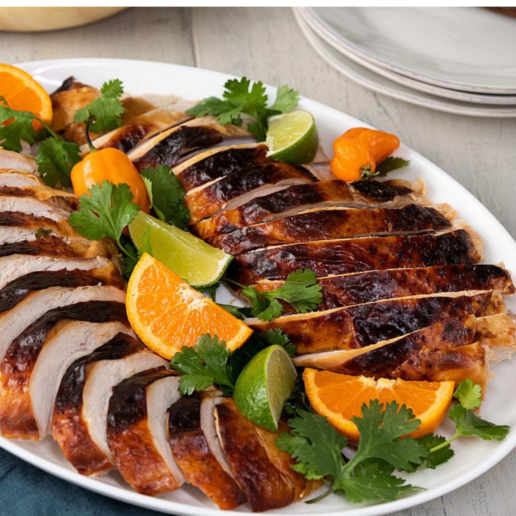 Roasted vegetables glistening with tiger seasoning and savory spice.