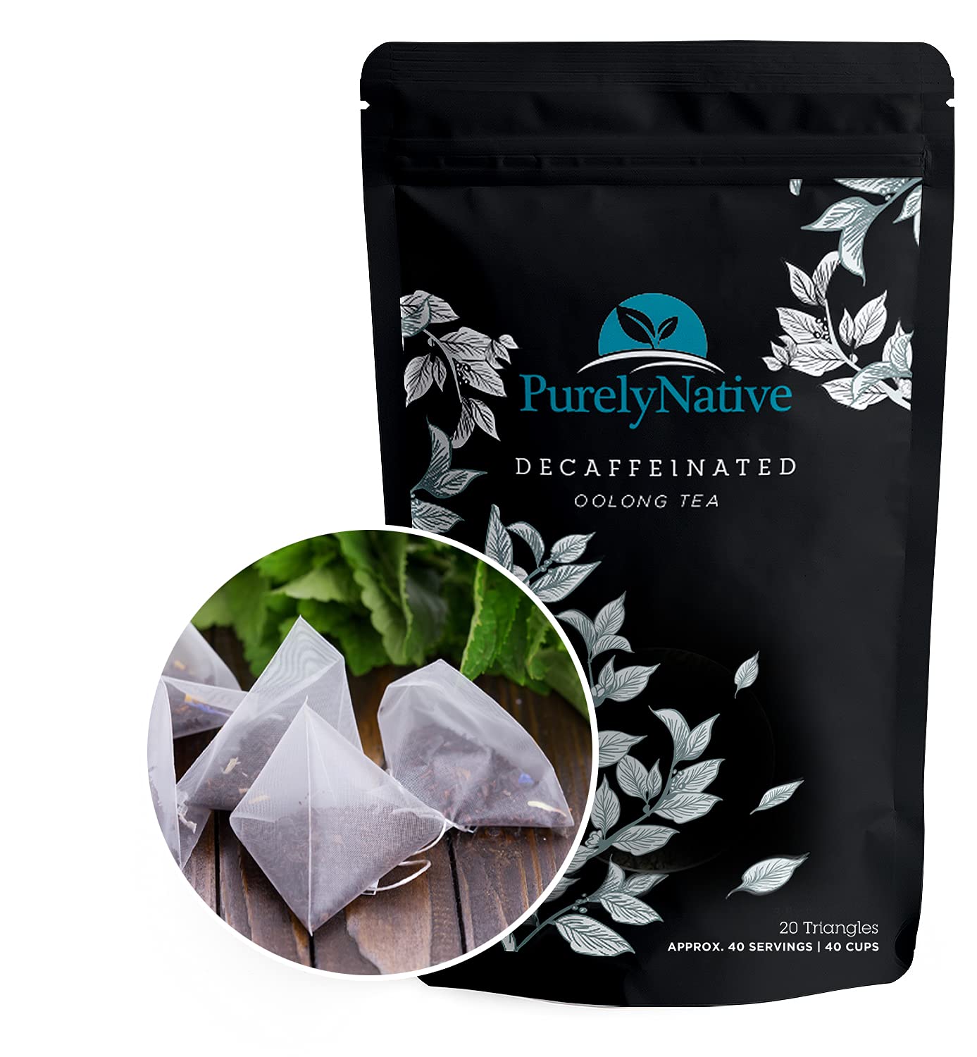 TRYVERA decaffeinated oolong tea triangles ready for caffeine-free hot brew