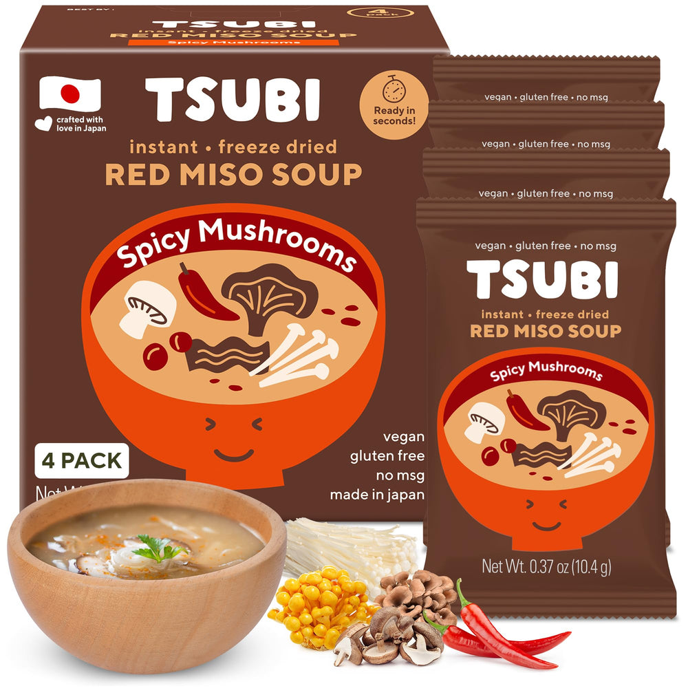 Tsubi Soup front packaging shows freeze-dried miso packets.