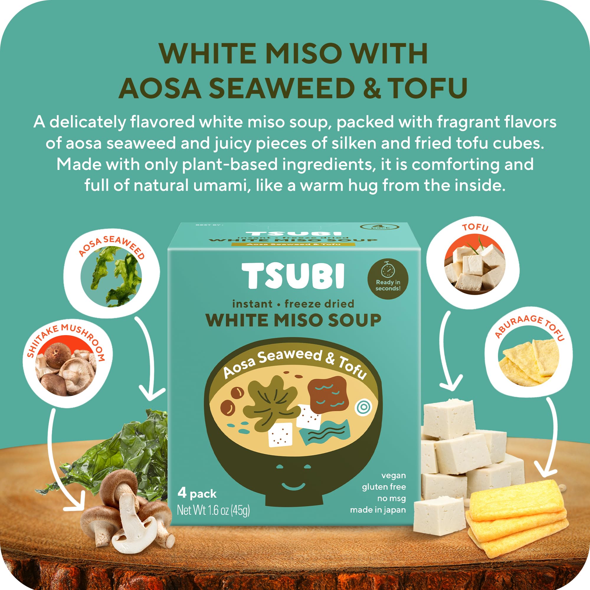 Tsubi Soup ingredients label highlights gluten-free and vegan profile
