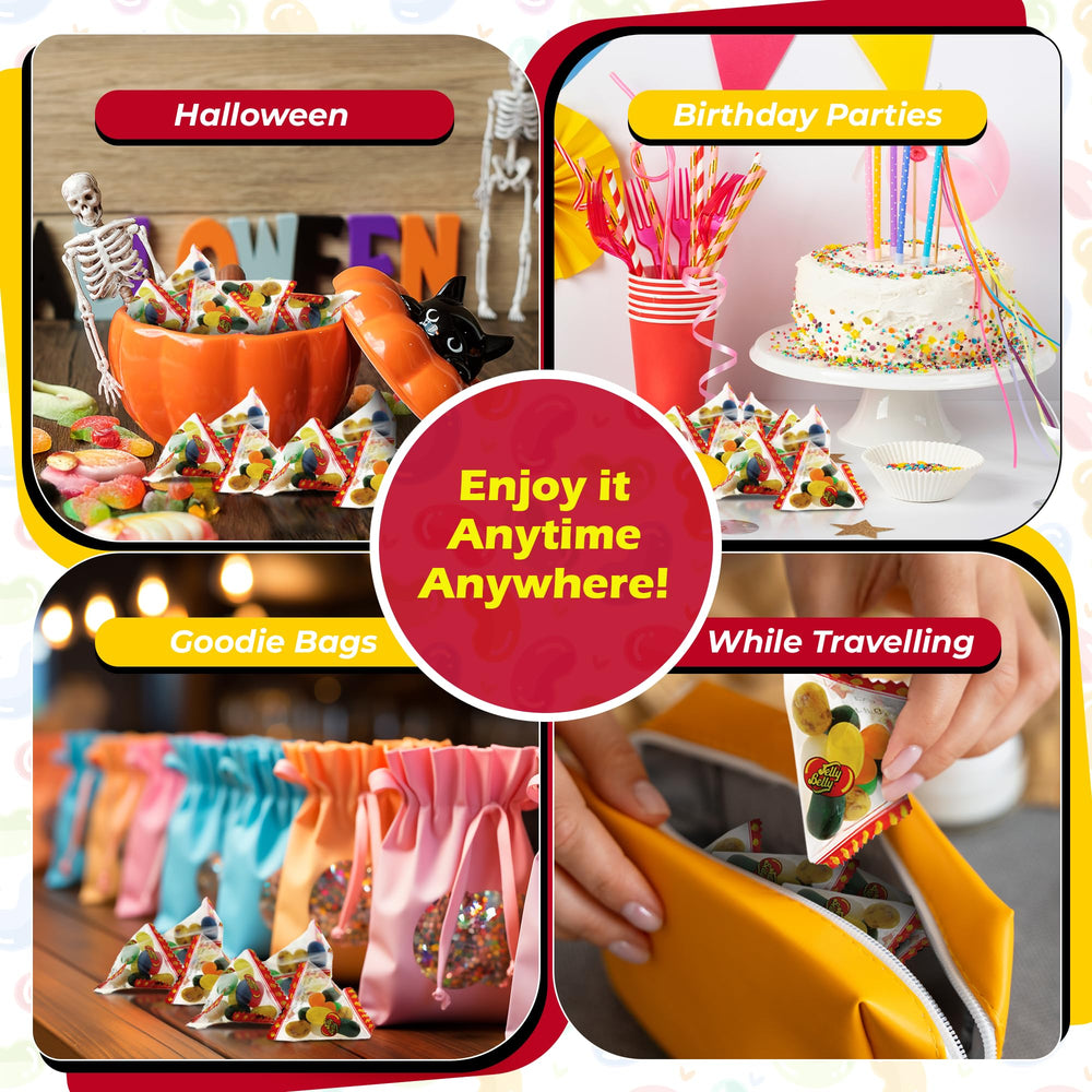 TULLIPAK jelly bean mini bags showcasing a variety of flavors for snacking.